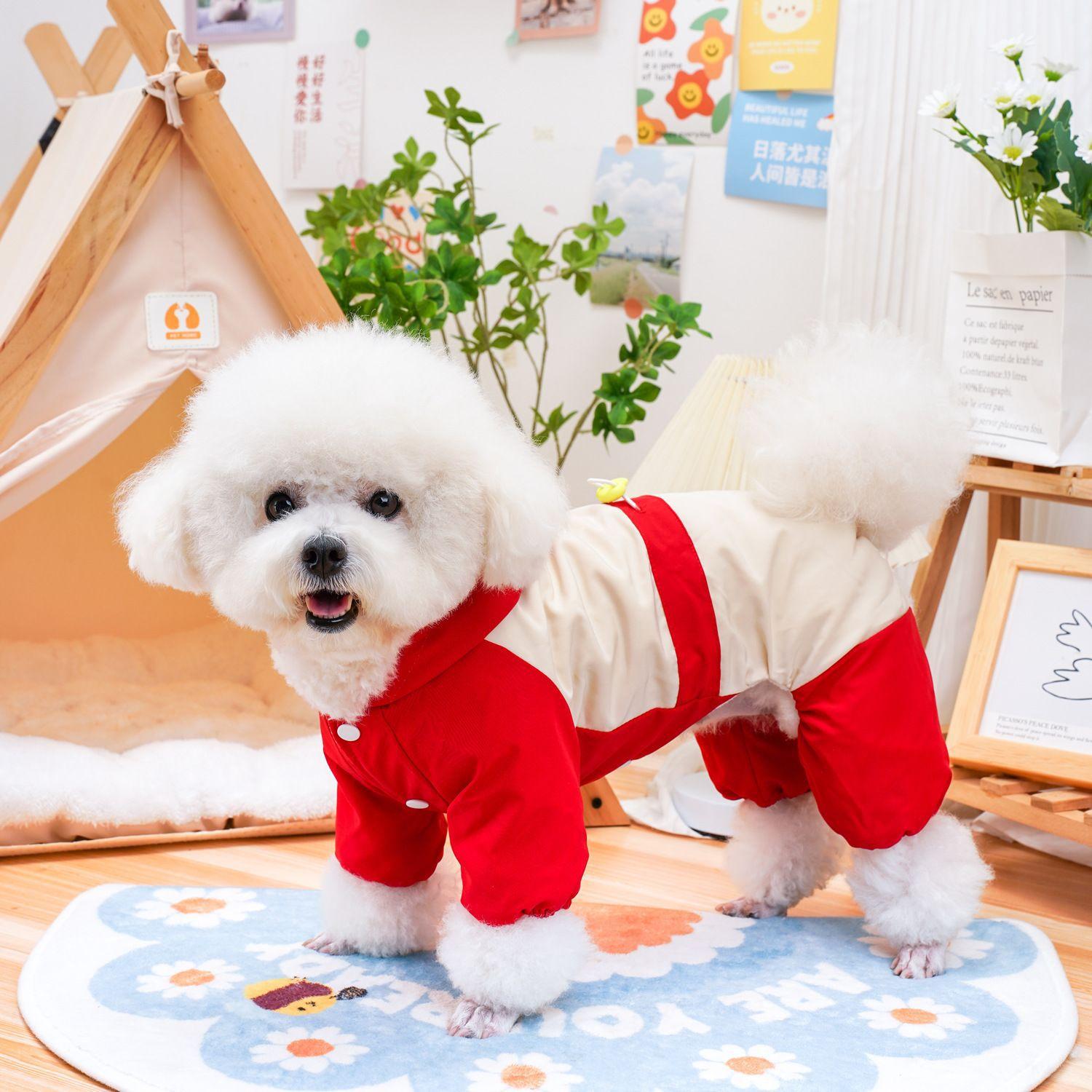 

Pet clothing dog autumn and winter elastic tie windproof quad than bear teddy small dog winter warm cotton coat 2xl chest 55 back 45 approx. 7.5-8.5kg