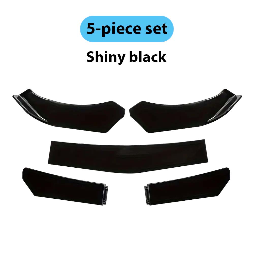 5pcs/ Set Glossy Black Car Front Bumper Lip Splitter Spoiler Diffuser Cover Trim Universal Adjustable Separators Bumper Body Kit