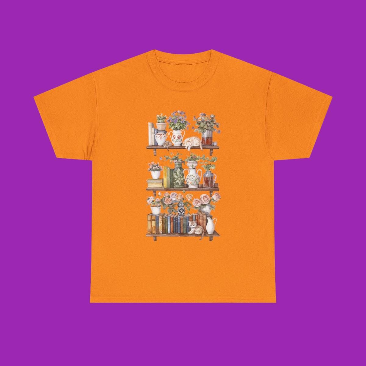 Cozy Bookshelf Cats Unisex Tee | Perfect Gift for Book Lovers & Literary Fans M