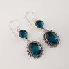 Apatite Gemstone 925 Sterling Silver Handmade Drop Earrings 2.2" , Elegant Earrings, Mother's Day Gift VEE-3-8