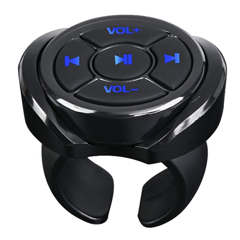 Steering Wheel Remote Control, Wireless Bluetooth Car Multimedia Button, Universal Multi-Function Auto Steering Controller, Black