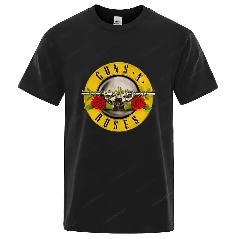 Guns N Roses Pure Cotton T Shirt  Hard  Men and Women Te Hip Hop Fashion Light Luxury Trend Street Boys Clothing Music