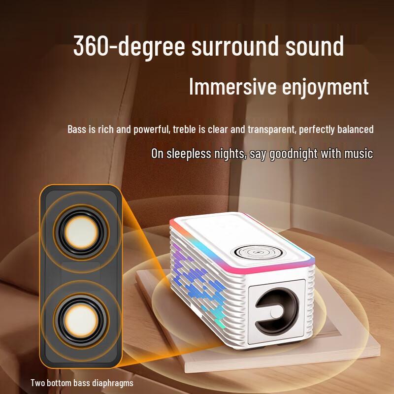 Newmine K9 Multi-functional Bluetooth Speaker with Wireless Charger & Night Light