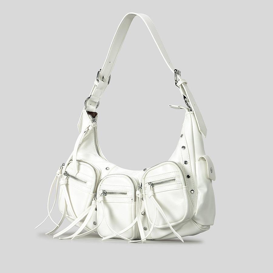 Vintage Washed Leather Crossbody Bag Spicy One Shoulder Girl Soft Motorcycle Bag