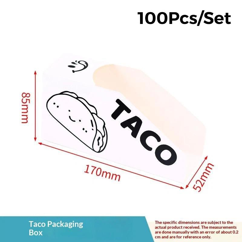 50/100Pcs Taco Paper Packaging Box Disposable Paper Holder For Sandwich Hot Dog Burger Takeaway Fast Food Restaurant Party Use