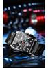 Binbond Men's Retro Multifunctional Waterproof Luminous Square Calendar Watch