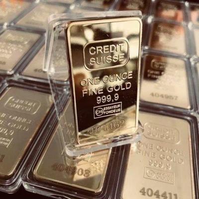 1 Kopie Credit Suisse 1 Unze vergoldete Barren-Gedenkmünze, Sammlung von Gedenkmünzen mit unterschiedlichen Nummern
