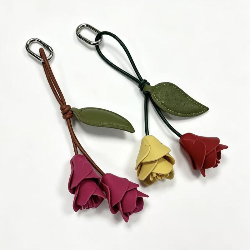 Modischer Niedlicher Tulpen Schlüsselanhänger Hohe Qualität PU-Leder Bunter Blumen Anhänger für Handtaschen Dekoration