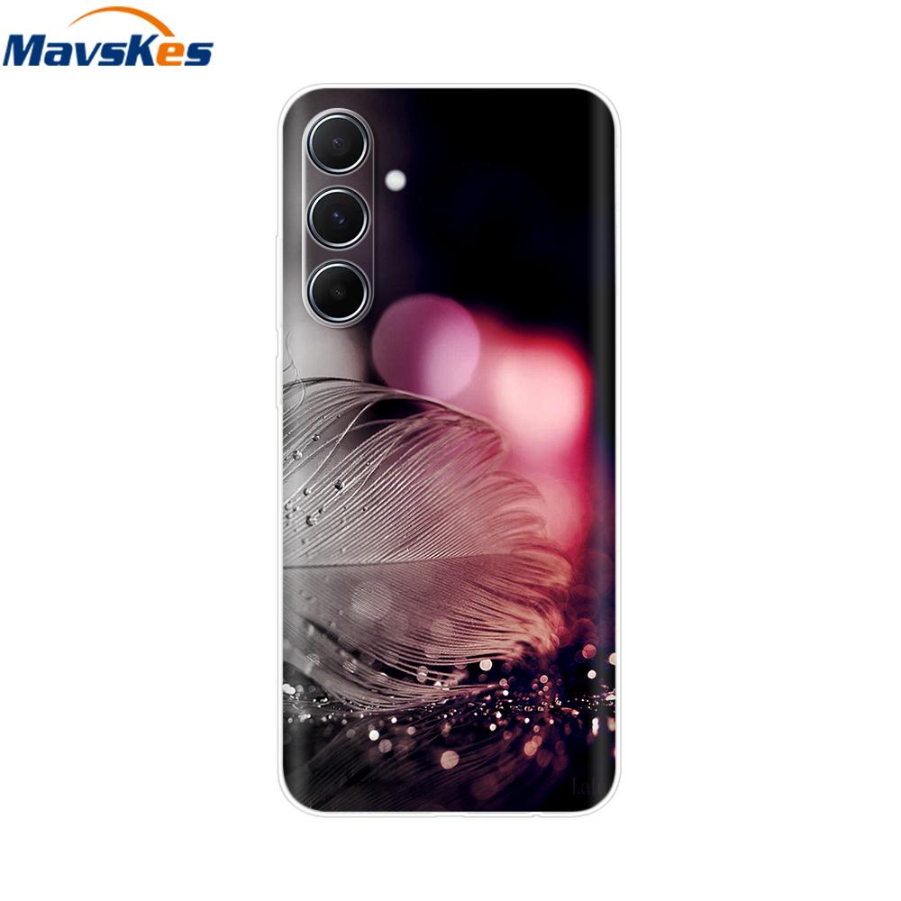 For Samsung Galaxy M35 5G Case Cute Cat Flower Painted Phone Cases For Samsung M35 Case M 35 SM-M356B Silicone Clear TPU Fundas