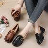 Soft leather winter fluffy shoes medium heel loafer shoes fleece leather shoes soft leather thick heel single shoes women's high heel thick sole