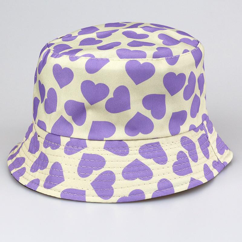 Summer Heartshaped Printed Doublesided Hat Outdoor Sunscreen Fishermans Hat