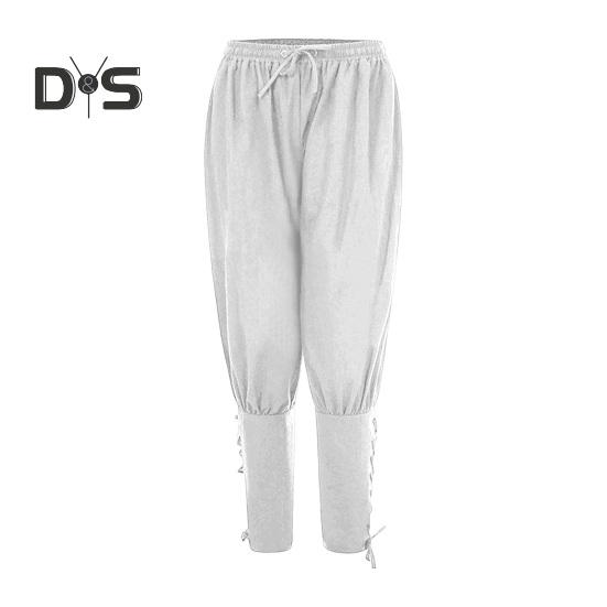 

Чоловічі штани, середньовічні вікінги, піратські пов язки на щиколотках, шнурівка, еластична талія, плісировані, вільні однотонні укорочені брюки, костюм для косплею. XL білий