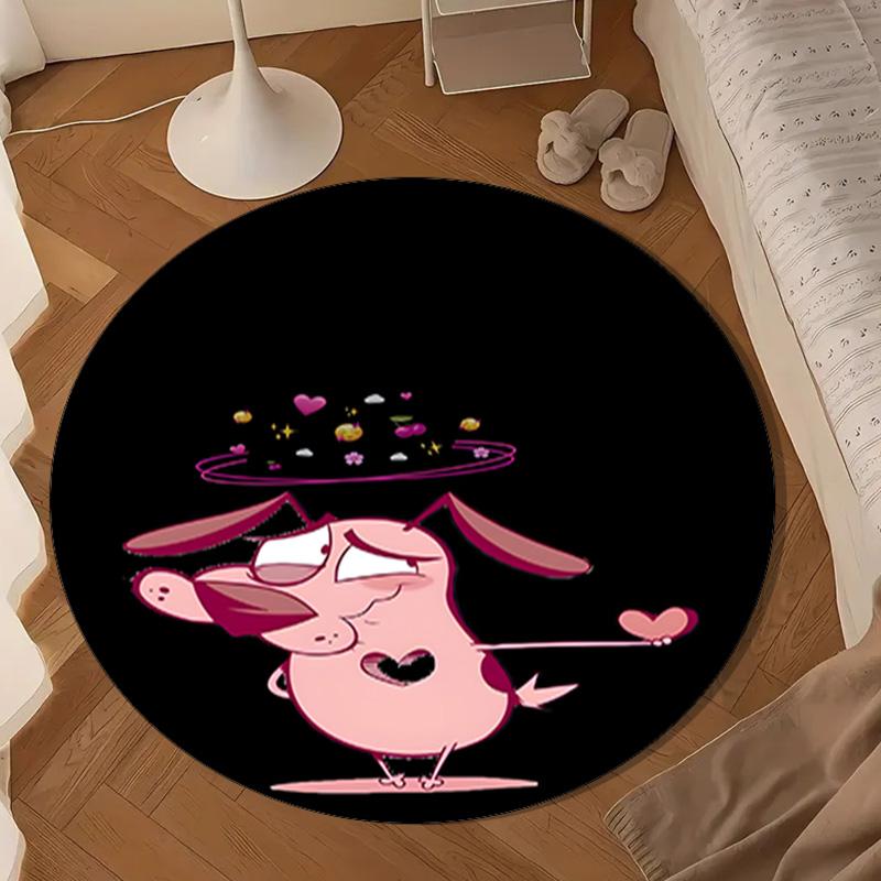 Cowardly Dog Cartoon Round Rug for Livingroom,Bedroom, Palyroom, Chair Rug, Area rug, Circle Carpet, Large Size Fan Christmas gift