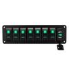 LED IP67 Waterproof Marine Boat Rocker Switch Panel 8 Gang Rocker Switch Panel Kit 12V/24V Circuit Breaker Dual USB Slots Light