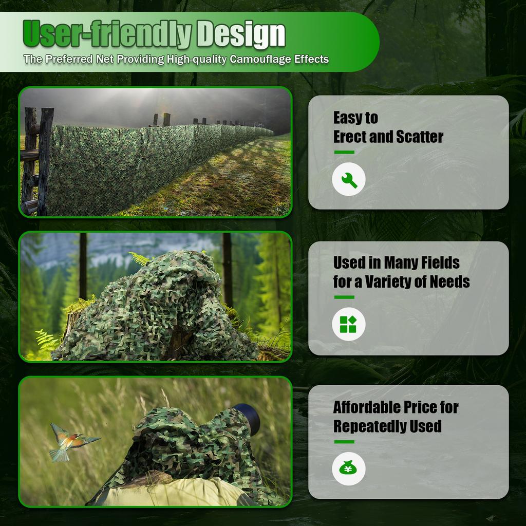 Lightweight & Foldable 8x8M Camouflage Net - Woodland Color for Hunting,Survival - Multi-Purpose Use for Cover,Decor,Photography