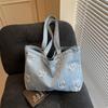 Large Capacity Letter Denim Bag Class Commuter Bag Women's New Trendy Casual Versatile Shoulder Bag