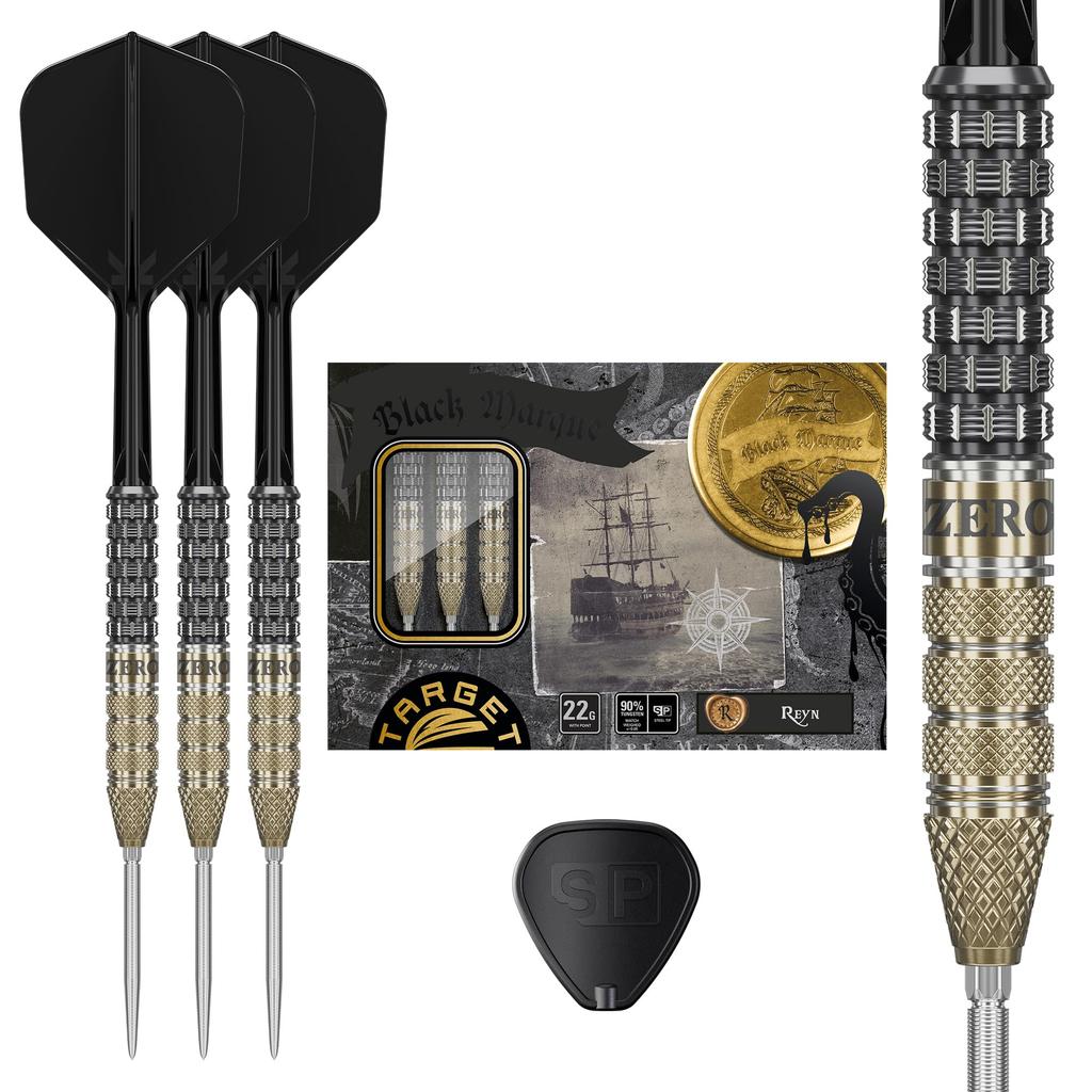 Target Japan BLACK MARQUE LITE REYN SP STEEL TIP DARTS Len Ugwillie Model Tungsten Steel Tip Dart 22G 6 Shape Swiss Silver Nano Point 30mm 90% 90%
