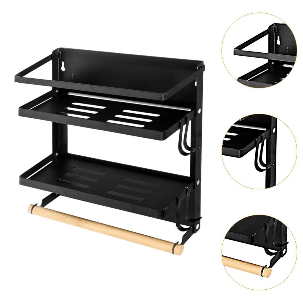 Fridge Storage Rack Cling Film Bag Hanger Multifunction Wall Hanging Condiment Kitchen