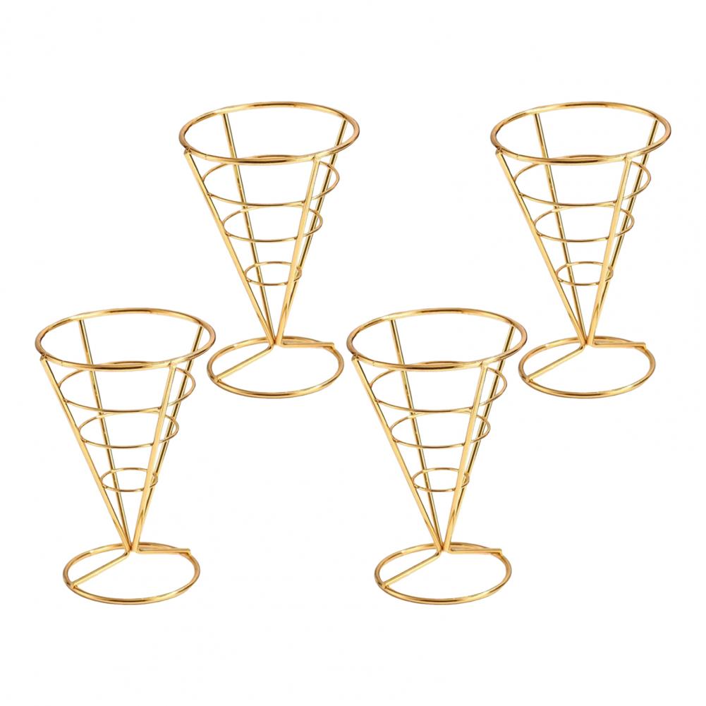 Pizza Cone Display Stainless Steel Ice Cream Cone Holders Metal Fries Stands Waffle Pizza Charcuterie Food Display Stands