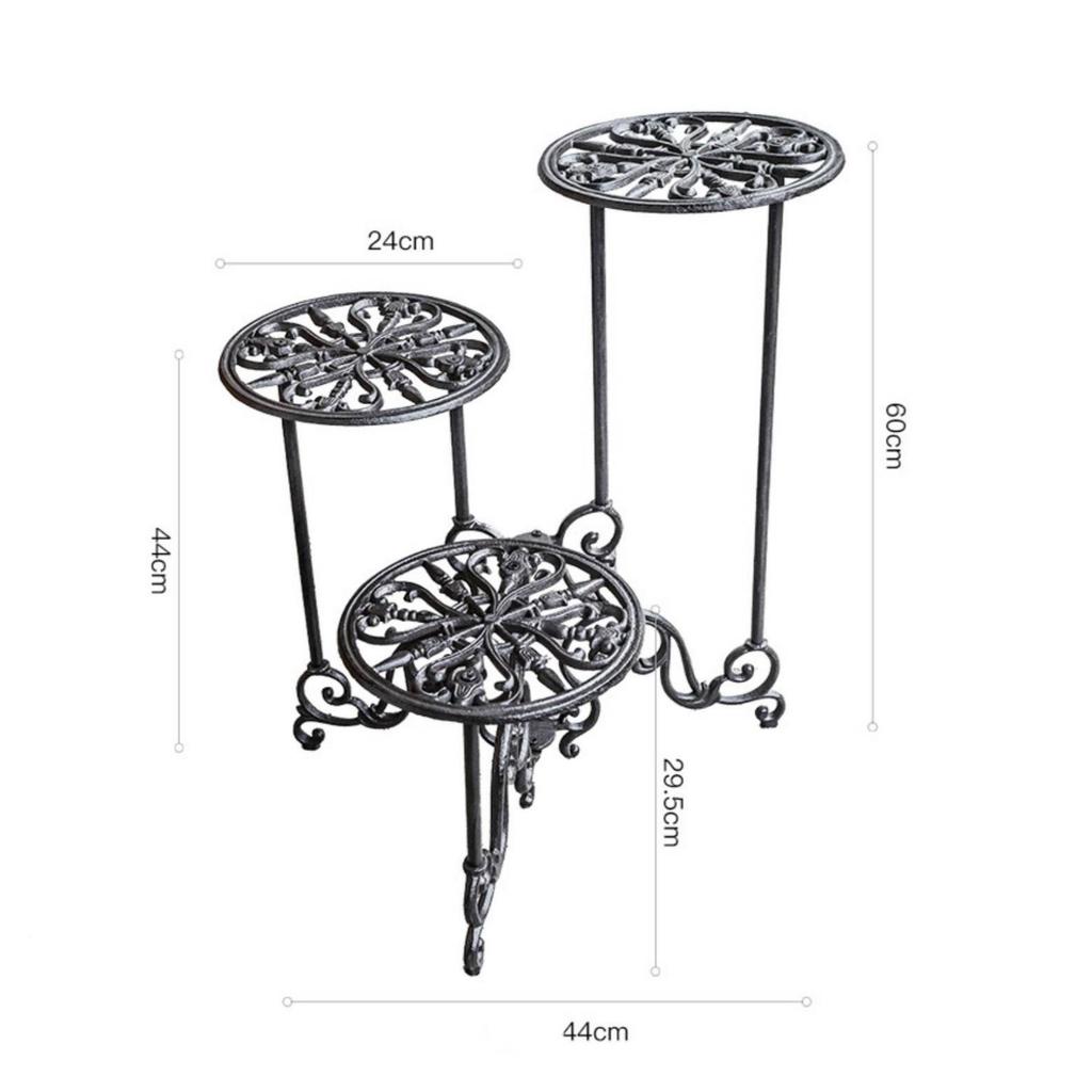 3-Tiers Plant Stand Black Metal Display Rack Vintage-Style Holder