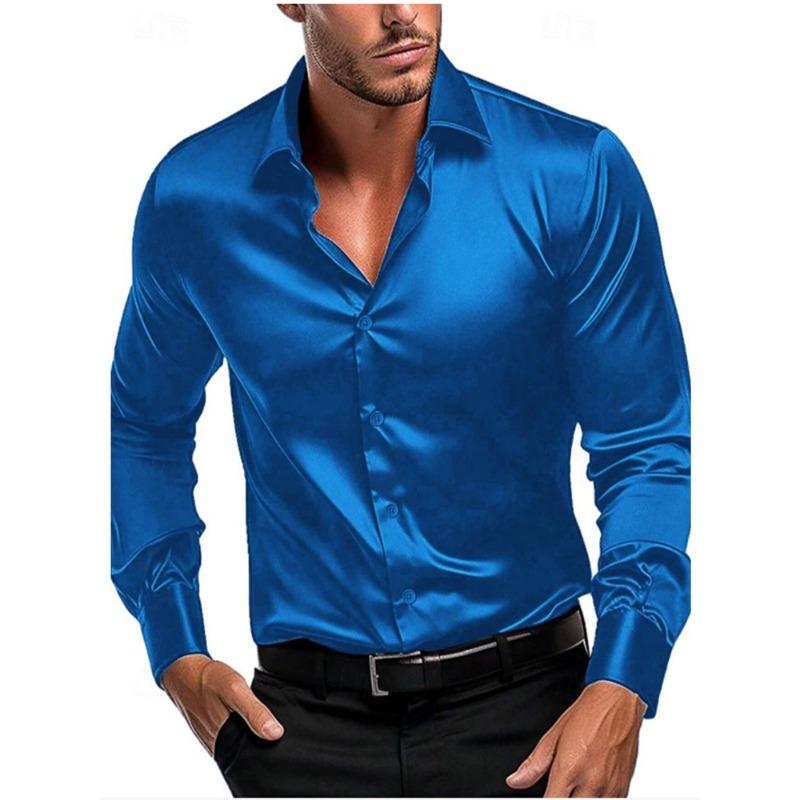 Silk Fabric Fashionable Men s Autumn Men s Business Casual Shirt Long Sleeved Shirt S
