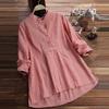 Plus Size Women Casual Loose Swing Blouse Plaid Tunic Tops Long Sleeve Button Up Lapel Pleated Flowy T Shirts