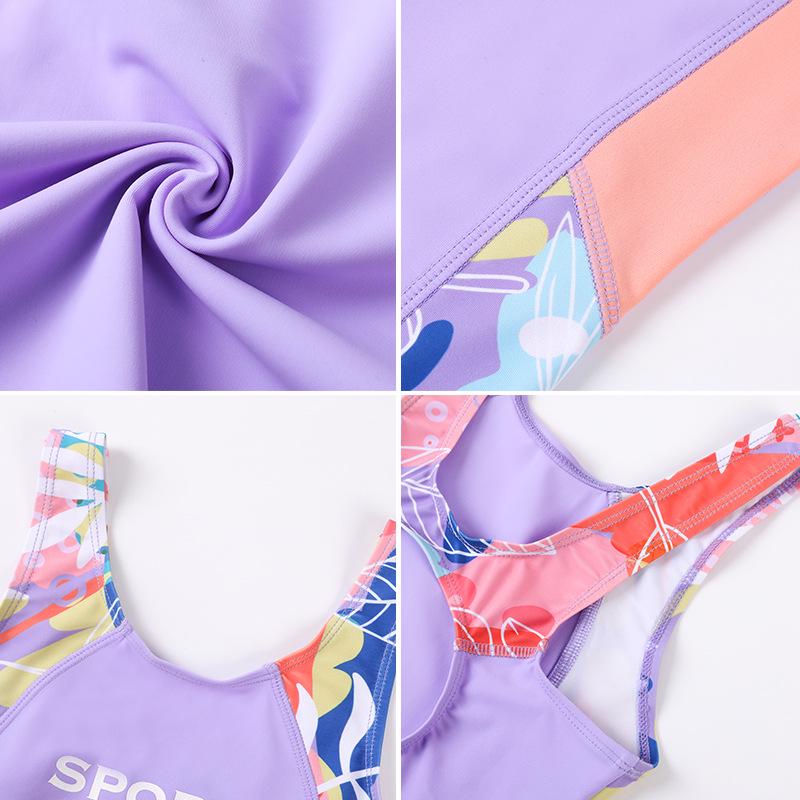 Flickors snabbtorkande baddräkt i ett stycke för medelstora och stora barn - 2025 Nyhet, Professionell design med platta ben