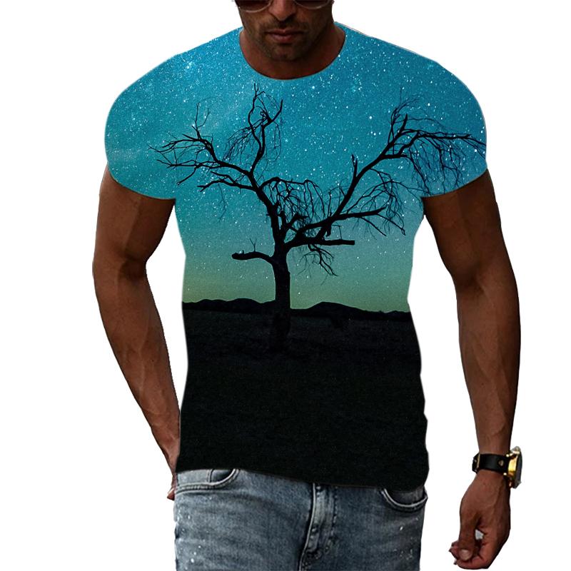 Summer Night Scene graphic t shirts Men Fashion Trend Creative Pattern T-shirt Hip Hop harajuku Handsome 3D Print t-shirts Tops