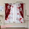 Set aus 2 eleganten roten festlichen Vorhängen mit luxuriösem Blumendruck für Esszimmer, Schlafzimmer, Wohnzimmer mit Stangentasche aus Polyester, ideal für