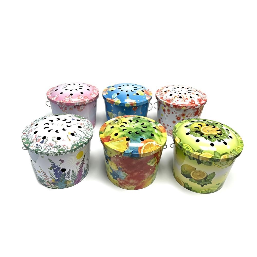 with Lid Mosquito Coil Holder Metal Mosquito Coil Tray  For Camping Patio Garden Random Pattern-1Pc