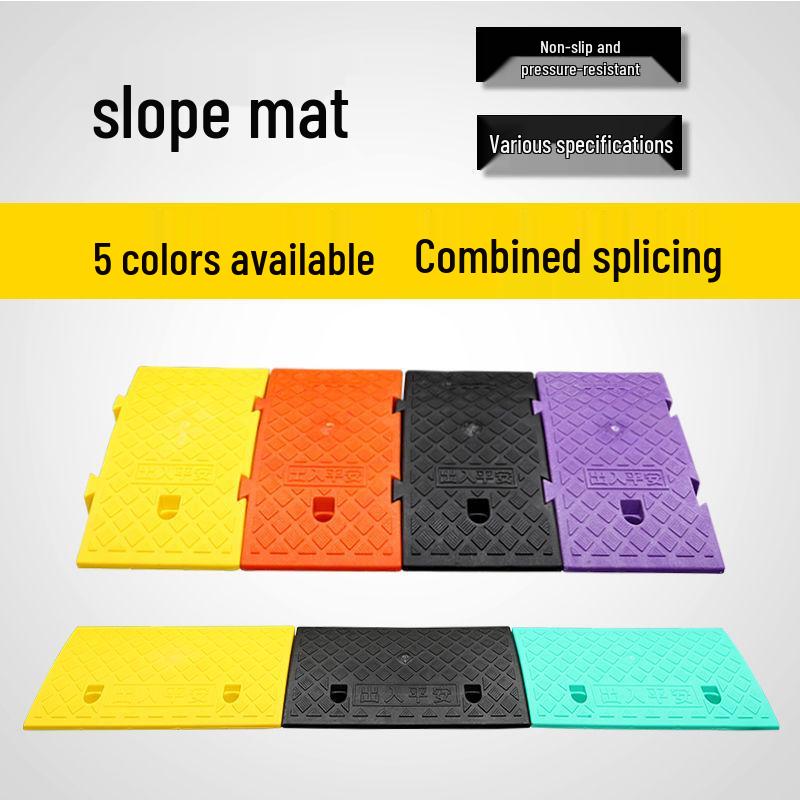 Plastic Ramp Pad: Car Uphill Climbing Slope Curb Threshold Speed Bump Step.