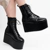 Unisex Extreme Platform Lace-Up Ankle Boots Gothic Style Mid Calf Funky Shoes