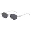 Retro metal rhombus cat eye small frame sunglasses men's trend new personalized street shot sunscreen sunglasses Europe and America