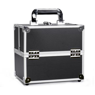 Portable Aluminum Cosmetic Case, Lockable  Professional Makeup Box with Trays