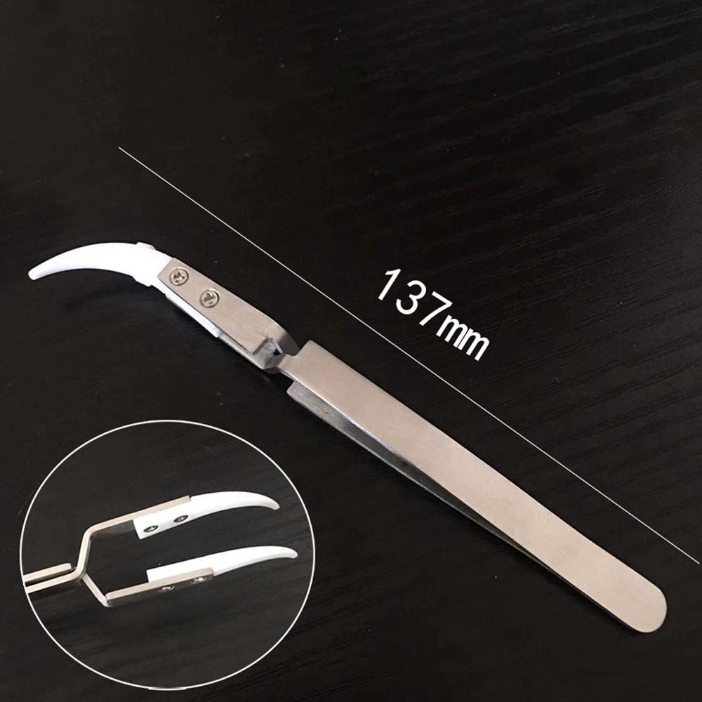 Stainless Stee Tweezer with Anti Static Acid Resistant Reverse Ceramic Precise Clamping Head