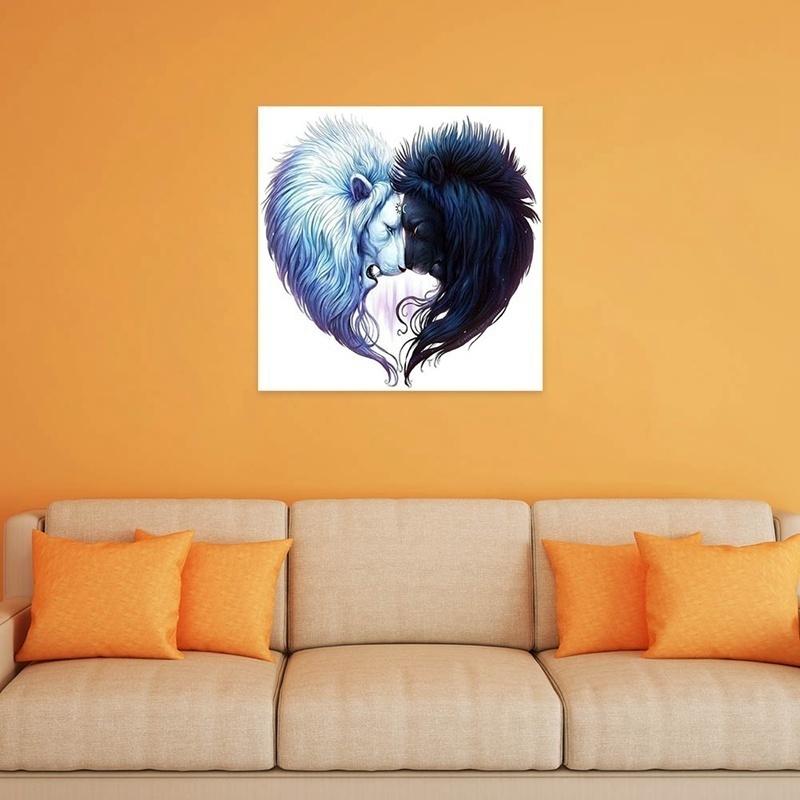 DIY 5D Diamond Sun and Moon Couple Wolf Embroidery Painting Cross Stitch Kit Home Decor Cross Stitch Painting