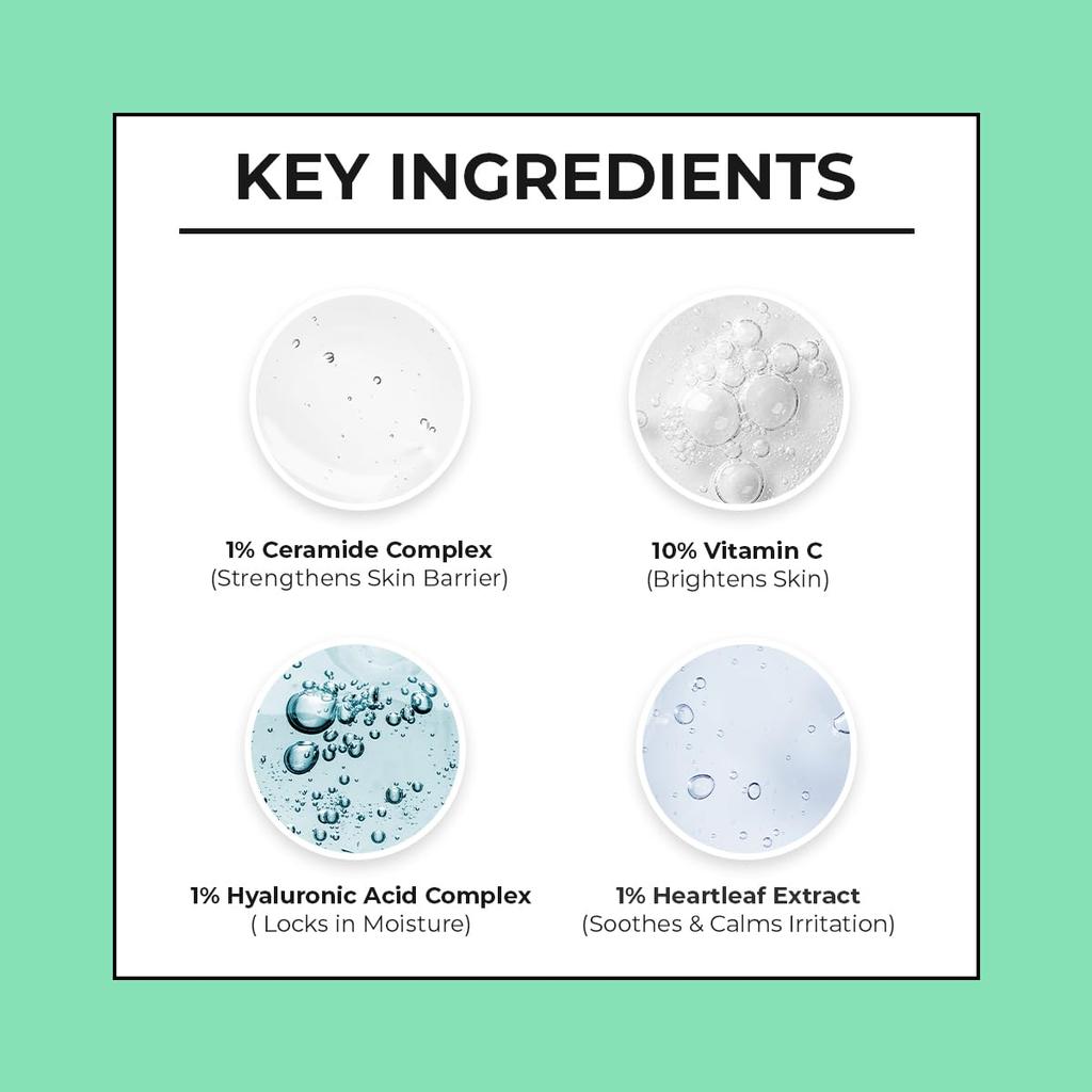 Dr. Sheth's Non-Irritating Ceramide & 10% Vitamin C Serum 30 ml | Brightens Skin & Reduces Dark Spots