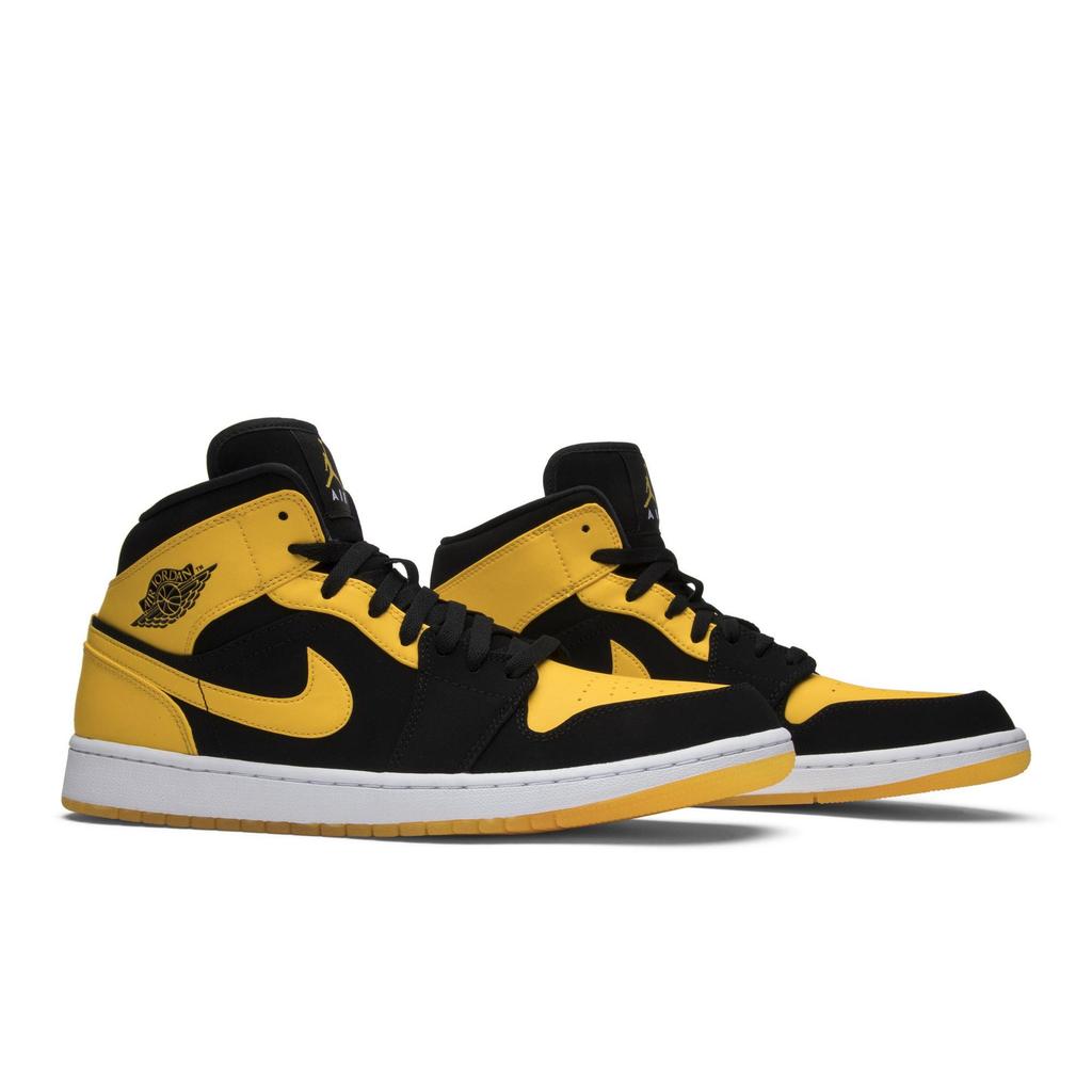 Air Jordan 1 Retro Mid 'New Love' 2017 (Unisex) Scarpe da Basket Vintage Nere / Varsity Maize-Bianche 554724 035