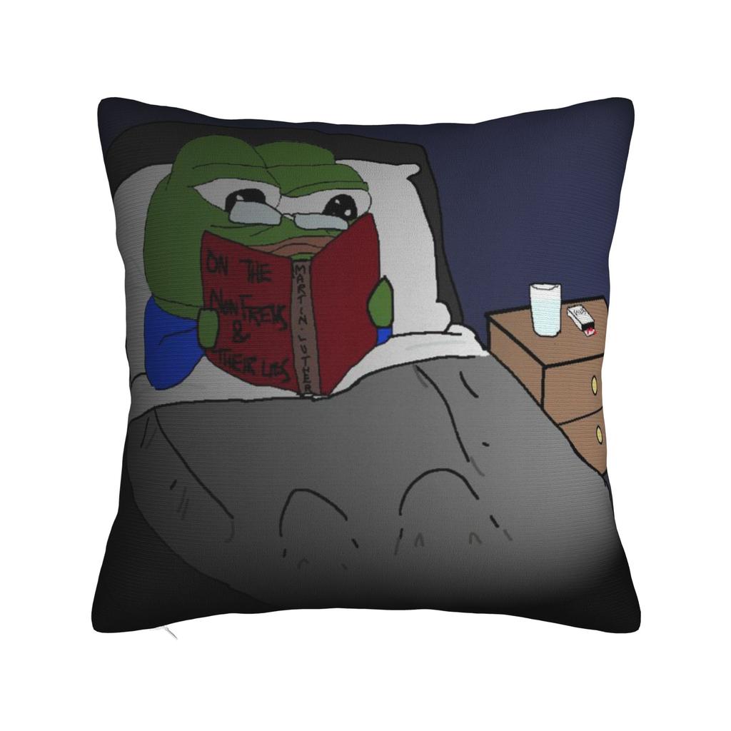 Sad Pepe frog funny meme Printed Pillowcase Cushion Cover  Throw Pillow Cover Warm Sofa Decoration Square Multi Size