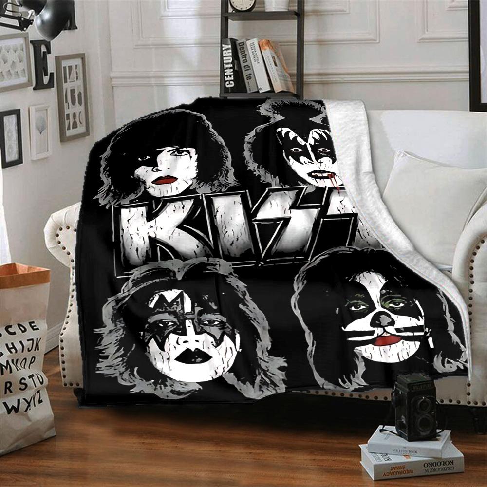 1pc KISS Band Flannel Blanket, Soft Skin Friendly with Digital Printing, Various Sizes Available for Family, Friends, Birthday