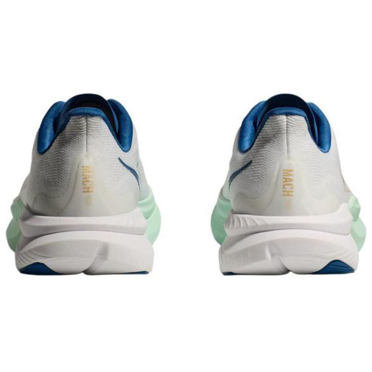 New HOKA ONE ONE MACH 6 Abrasion Resistant, Breathable, Lightweight Low top Training Shoes Men's White Wide Fit 1147833-FTG