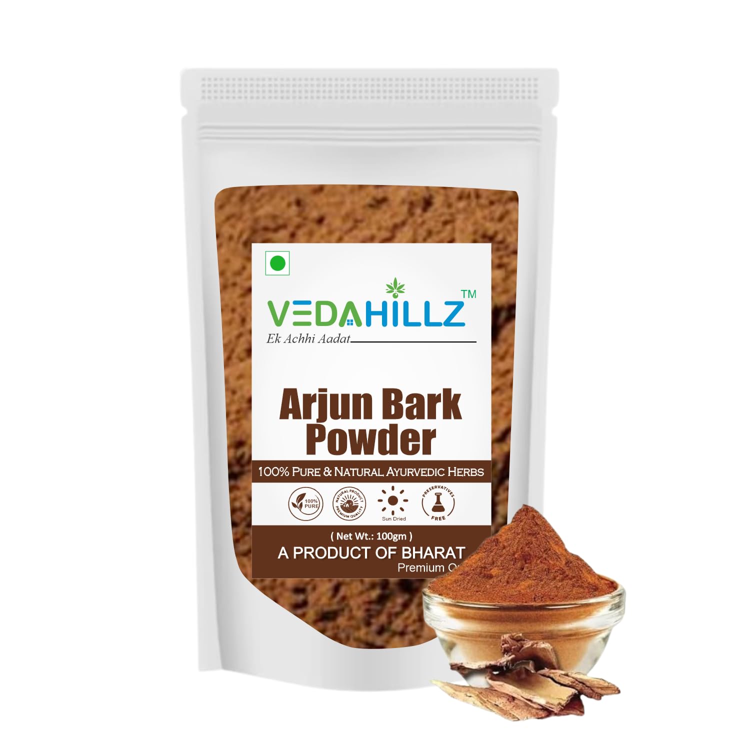 

Vedahillz Arjun Chaal Powder, Arjuna Bark, Arjun Chal Tree Kwath | 100gm 0.2lbs