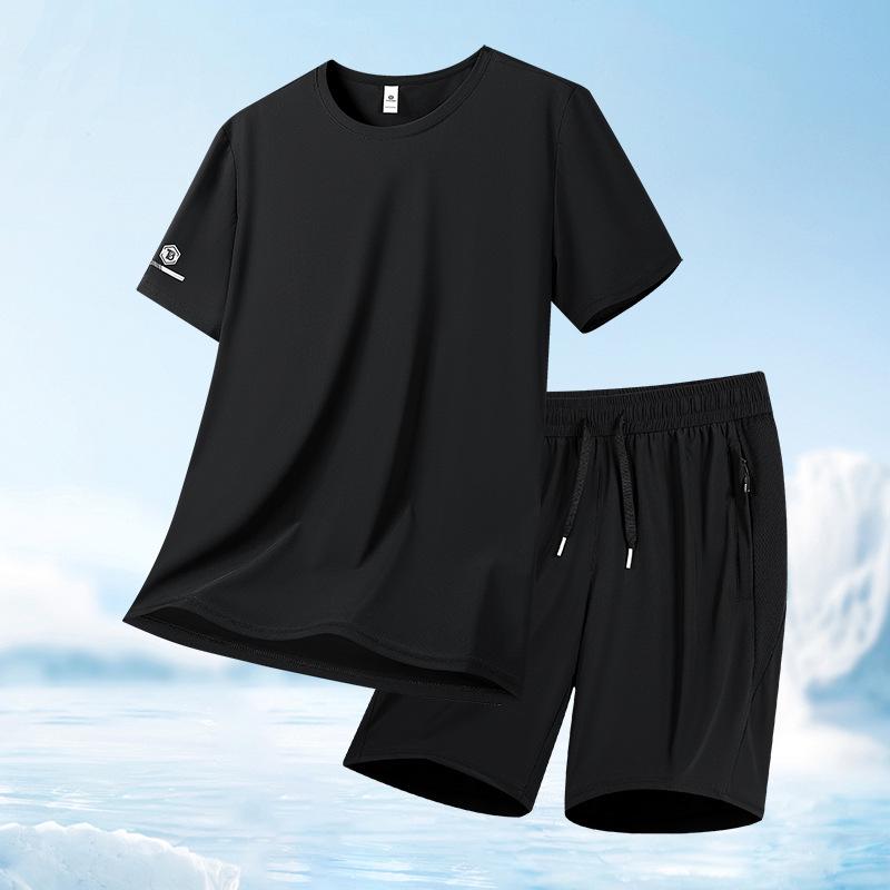 Men's Ice Silk Quick-Dry Sports Set - 2026 Summer Loose Fit Plus Size Breathable Short Sleeve & Shorts