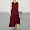 Women's Deep V-Neck Solid Color Sleeveless Long Dresses