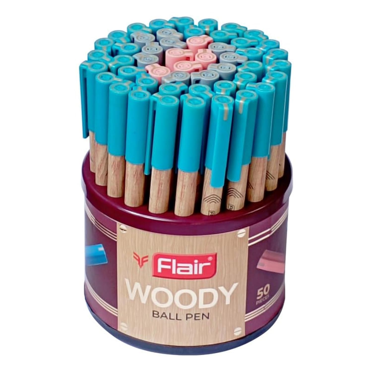 

Шариковая ручка Flair Woody 0,7 мм Набор из 50 штук Разноцветные Плавное письмо для Офиса Школы Дома Упаковка