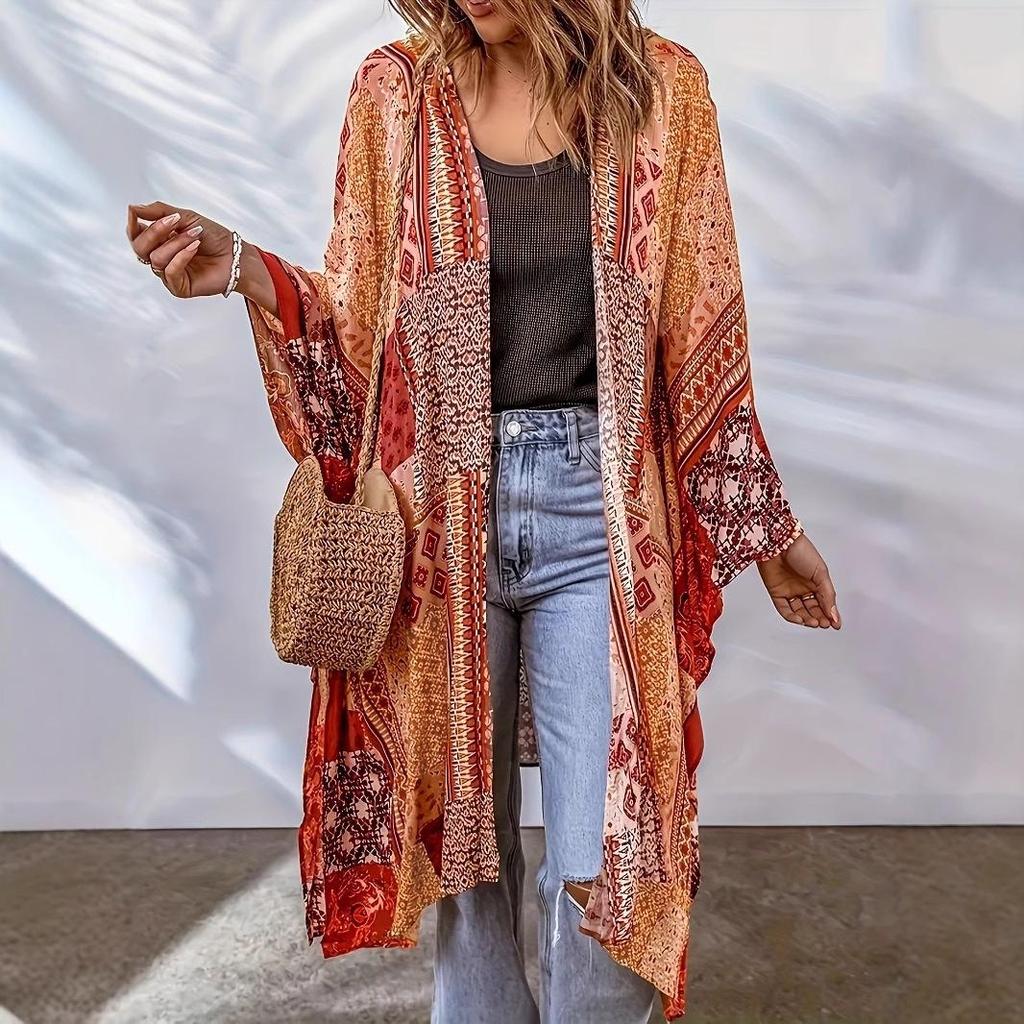 Women's Bohemian Aztec Print Cardigan Cloak - Spring/Autumn Collection
