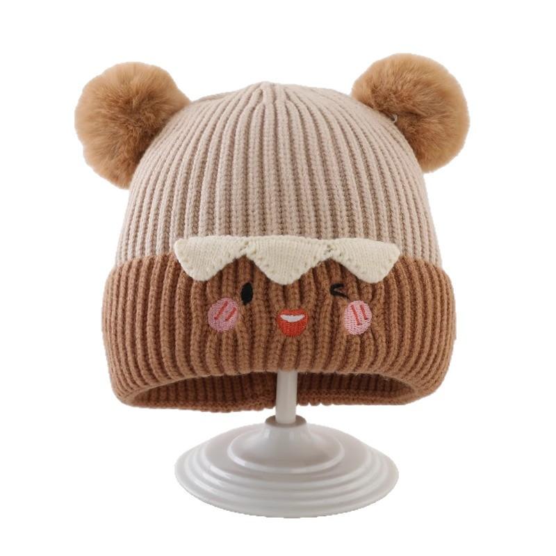 Cute and Stylish Pom Pom Pullovers for Autumn and Winter Thickened Warm Ear Protecting Knitted Wool Caps for Infants and Toddlers