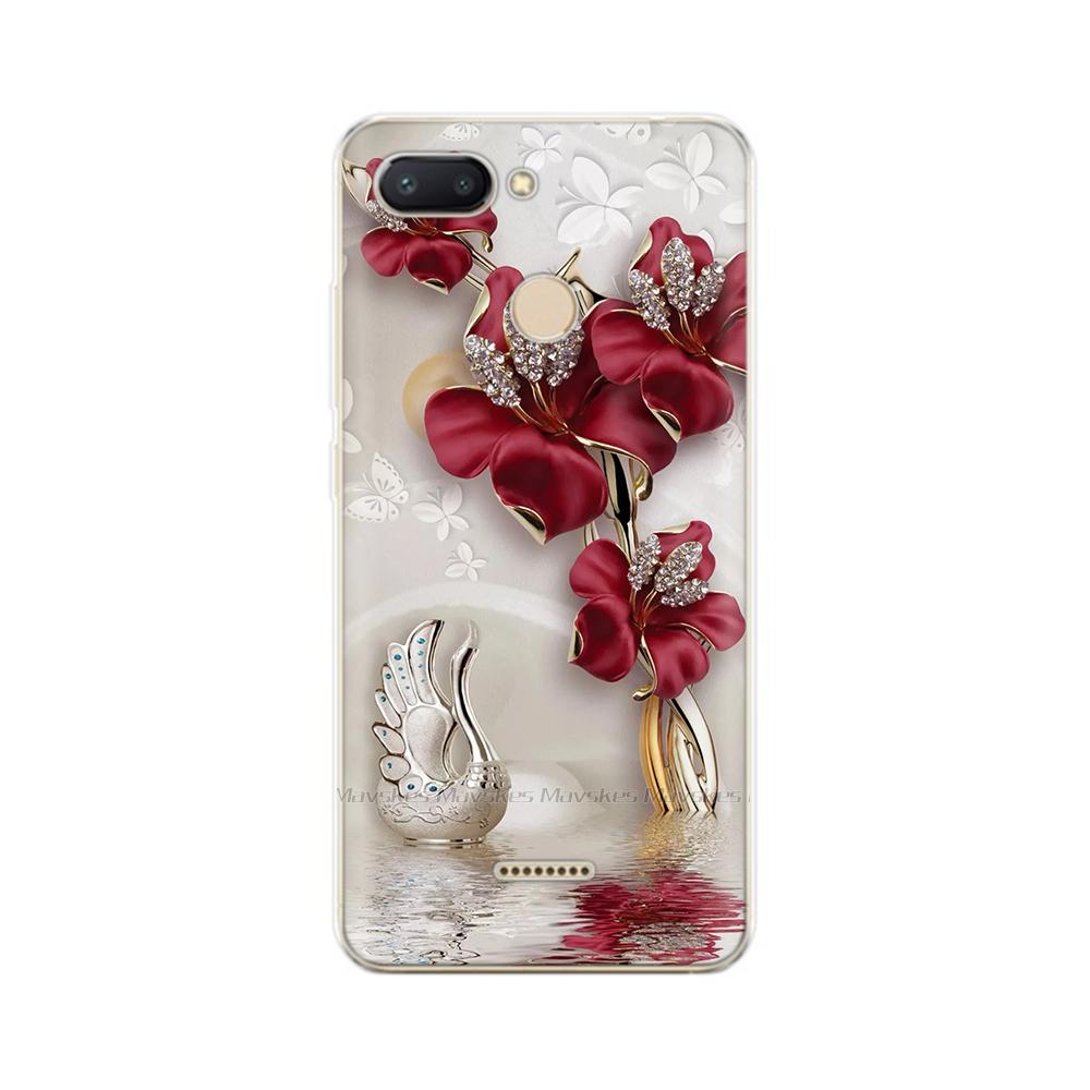 For Redmi 6 Phone Cover Transparent Silicone TPU Protective Cats Flower Print Covers Case For Xiaomi Redmi 6 6A Redmi6 Funda