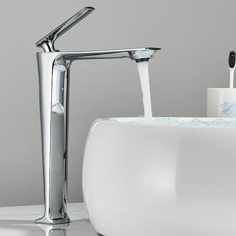 Basin Faucets Hot and Cold Bathroom Hot Cold Water Mixer Tap Chrome/Black Single Handle Basin Water Sink Deck Mounted