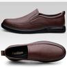 Men's Autumn Casual Slip-On Loafers: First Layer Cowhide Leather, Thick Sole, Breathable for Middle-Aged.